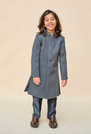Navy Blue Quilted Achkan Set