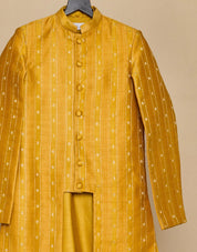 Honey Yellow Moonga Silk Achkan Set