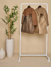 Peanut Brown-Copper Tassar Achkan Set