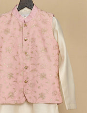 Baby Pink Zari Kurta Jacket Set