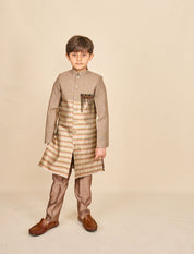 Peanut Brown-Copper Tassar Achkan Set