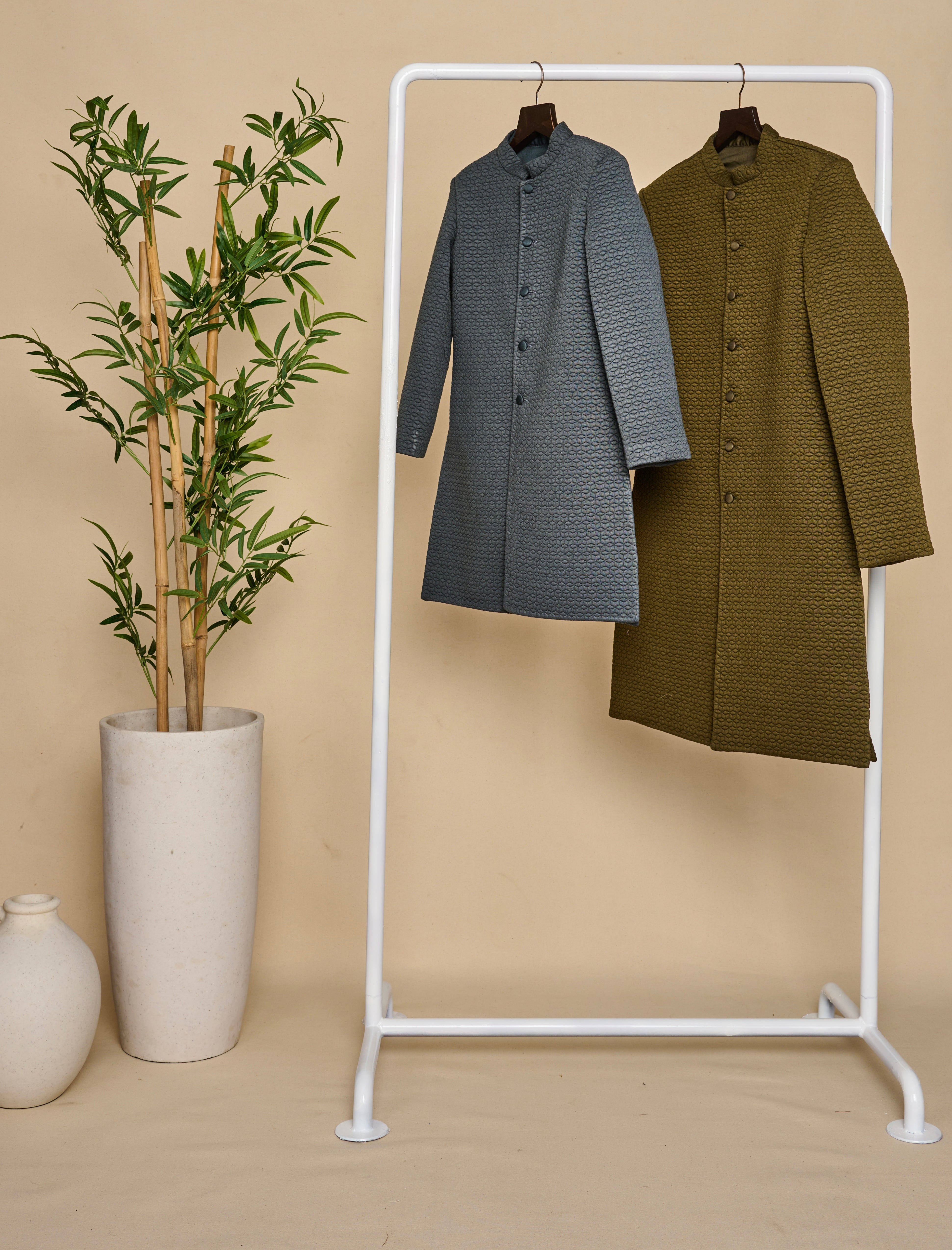 Seaweed Green Quilted Achkan Set