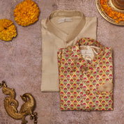 Multicolour Moonga Kurta Jacket Set