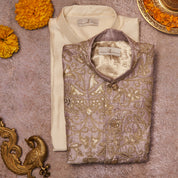 Lavender Raw Silk Kurta Jacket Set