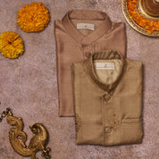Grey Moonga Kurta Jacket Set