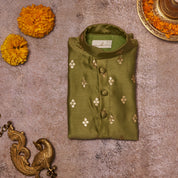 Green Chanderi Kurta Set