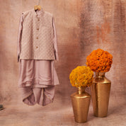 Lavender Maheshwari Kurta Dhoti Set