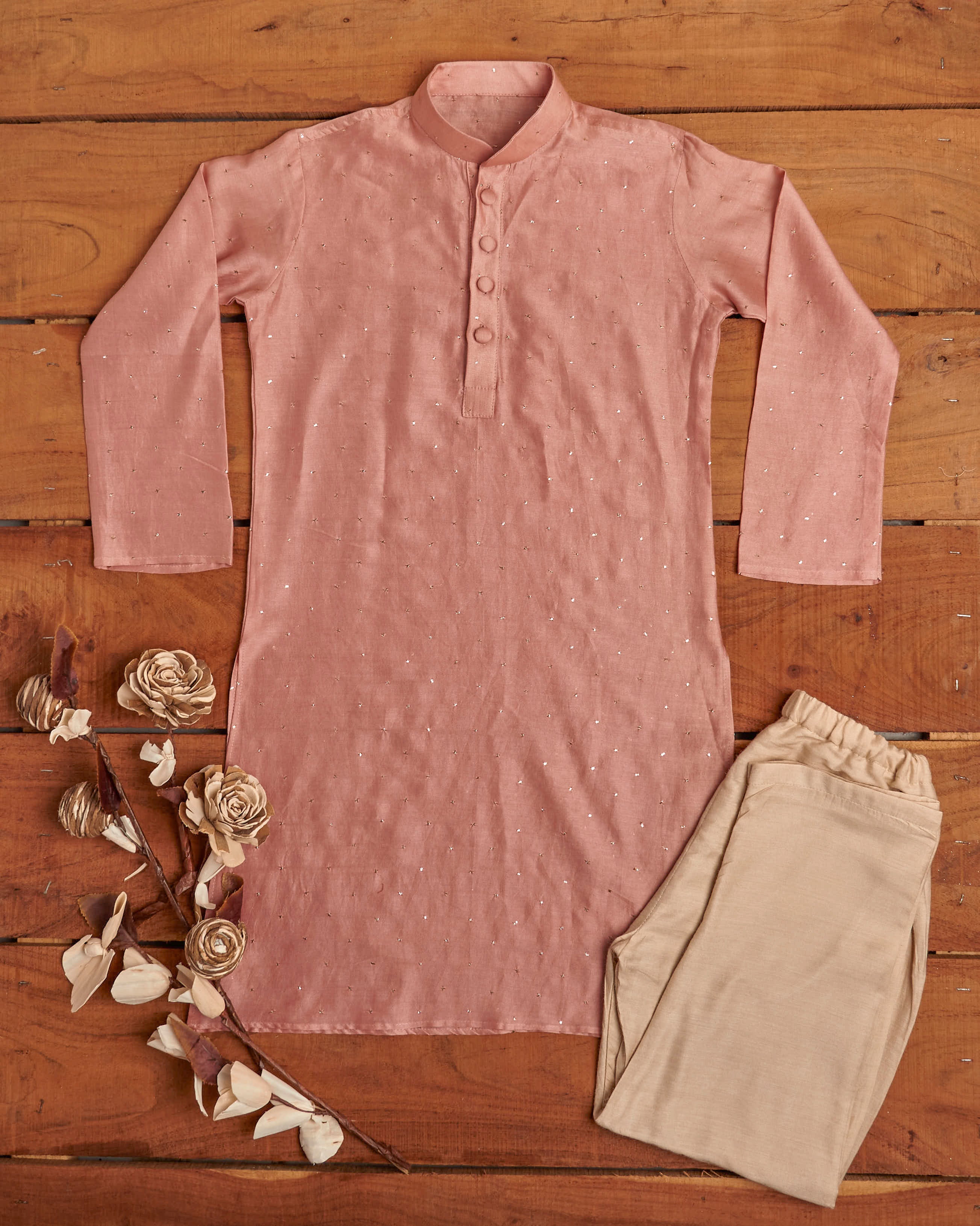 Blush Pink Chanderi Kurta Set