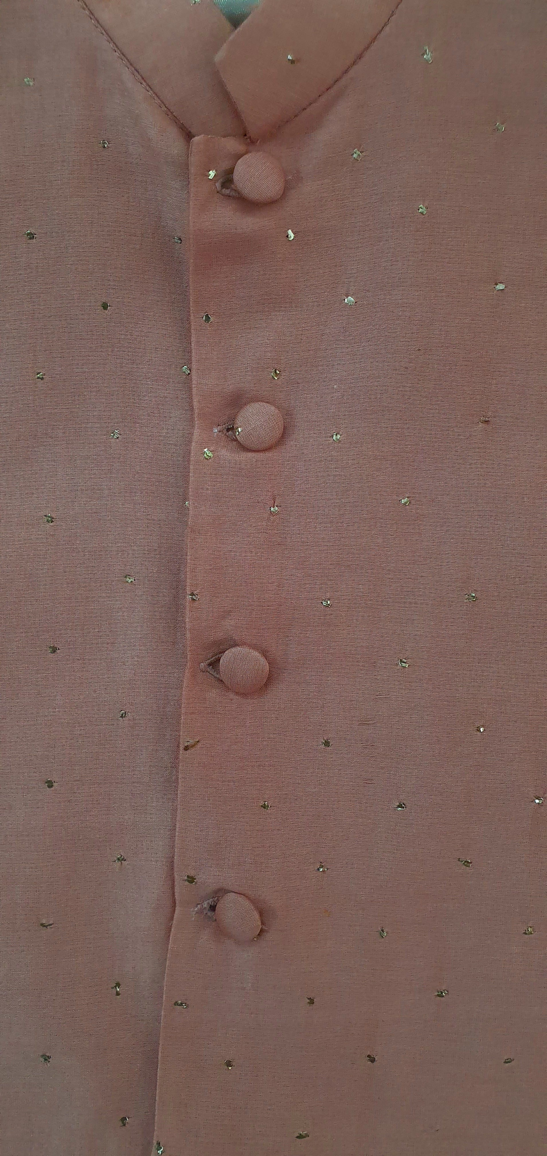 Blush Pink Mukaish Kurta Jacket Set