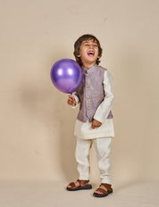 Iris Purple Zari Kurta Jacket Set