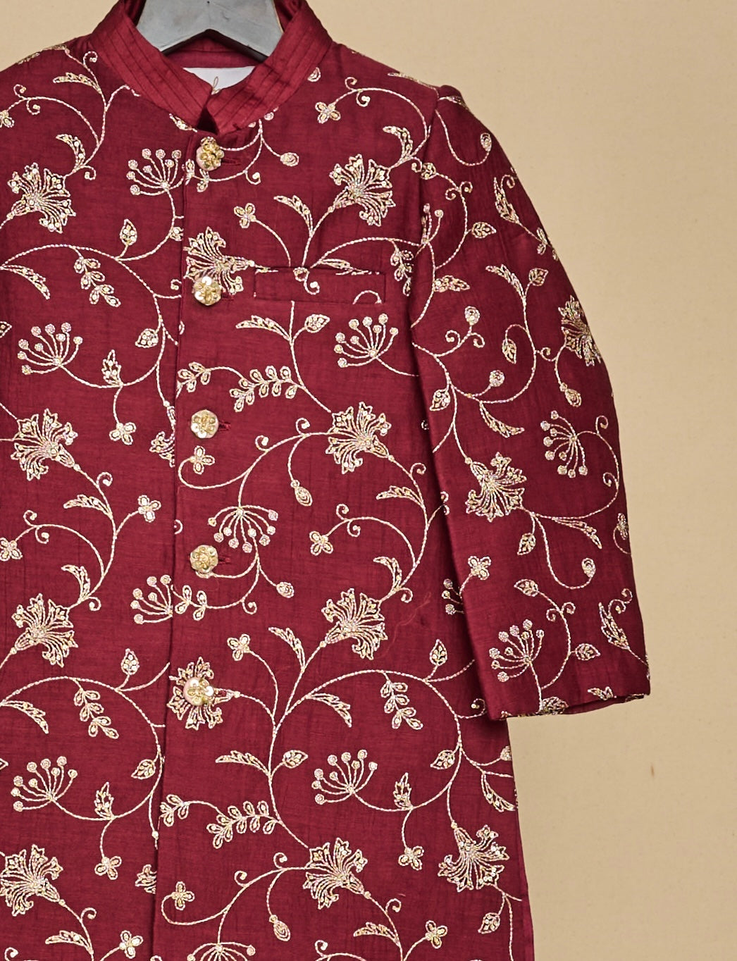 Mahogany Zari Achkan Set