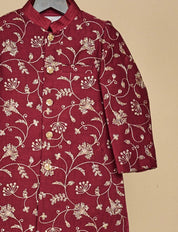 Mahogany Zari Achkan Set