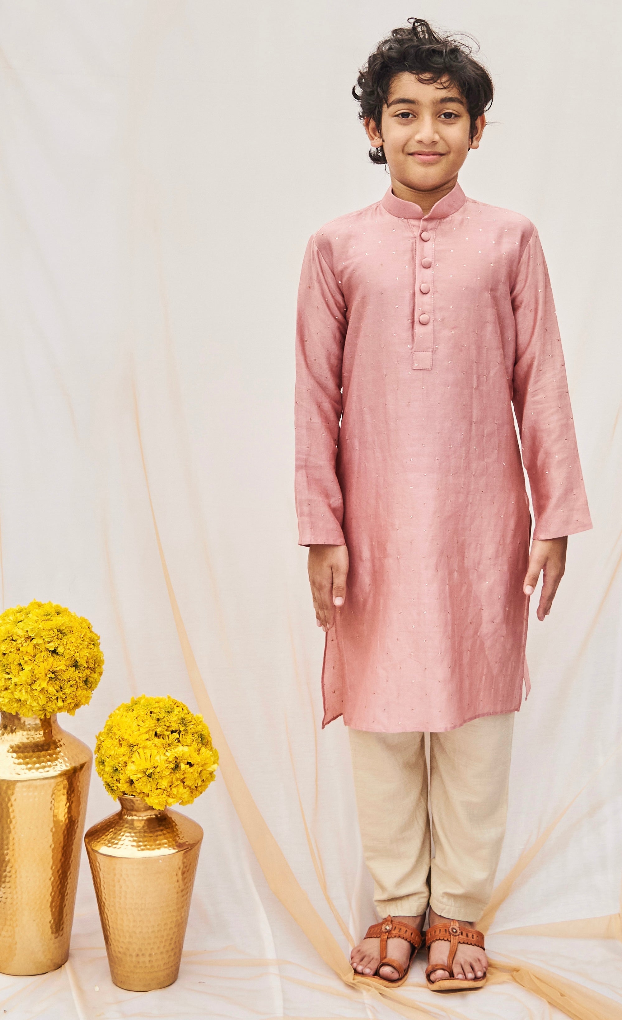 Blush Pink Chanderi Kurta Set