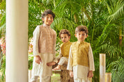 Canary Yellow Dori Work Kurta Jacket Set
