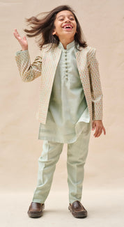 Tea Green Gota-Work Jodhpuri Set