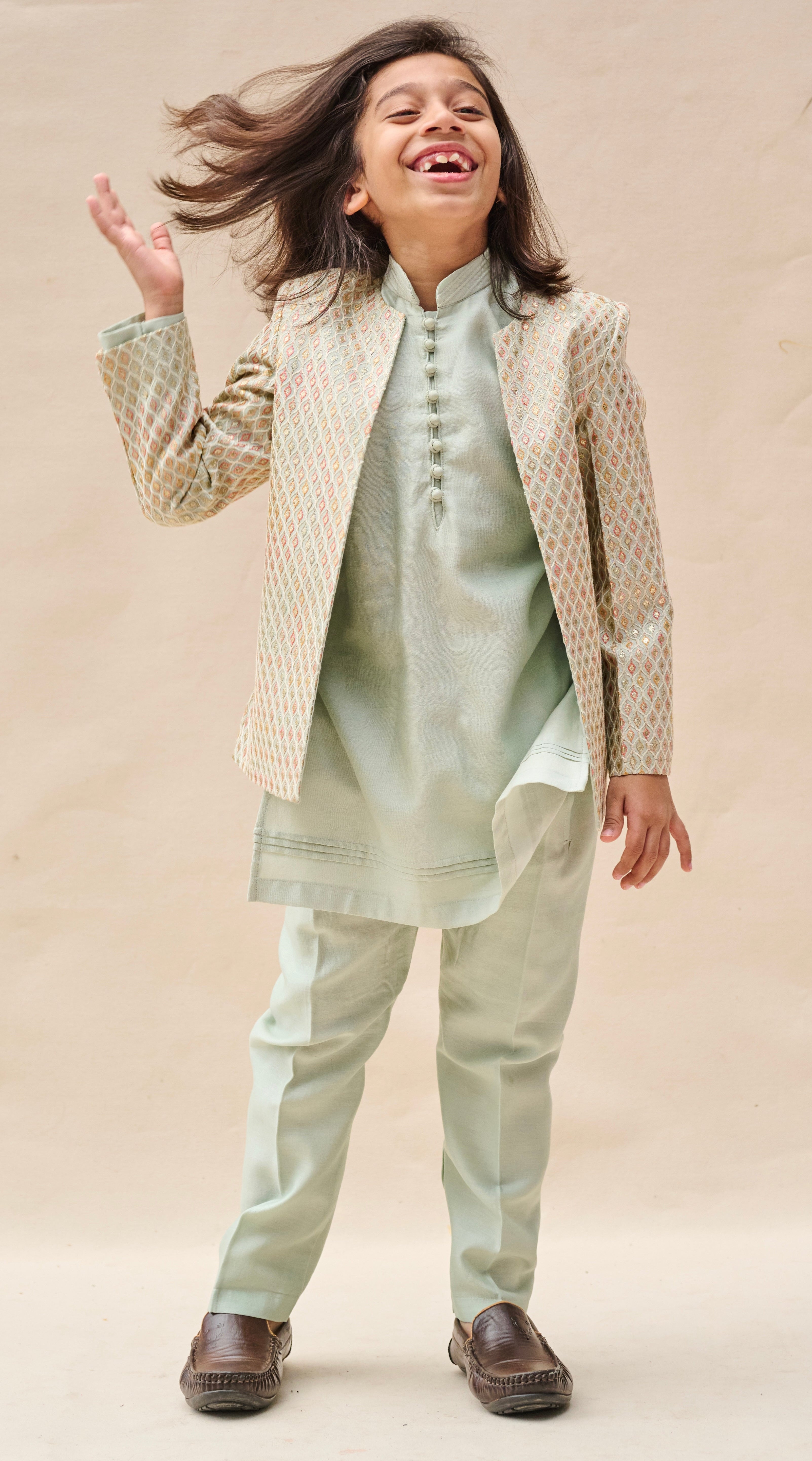 Tea Green Gota-Work Jodhpuri Set