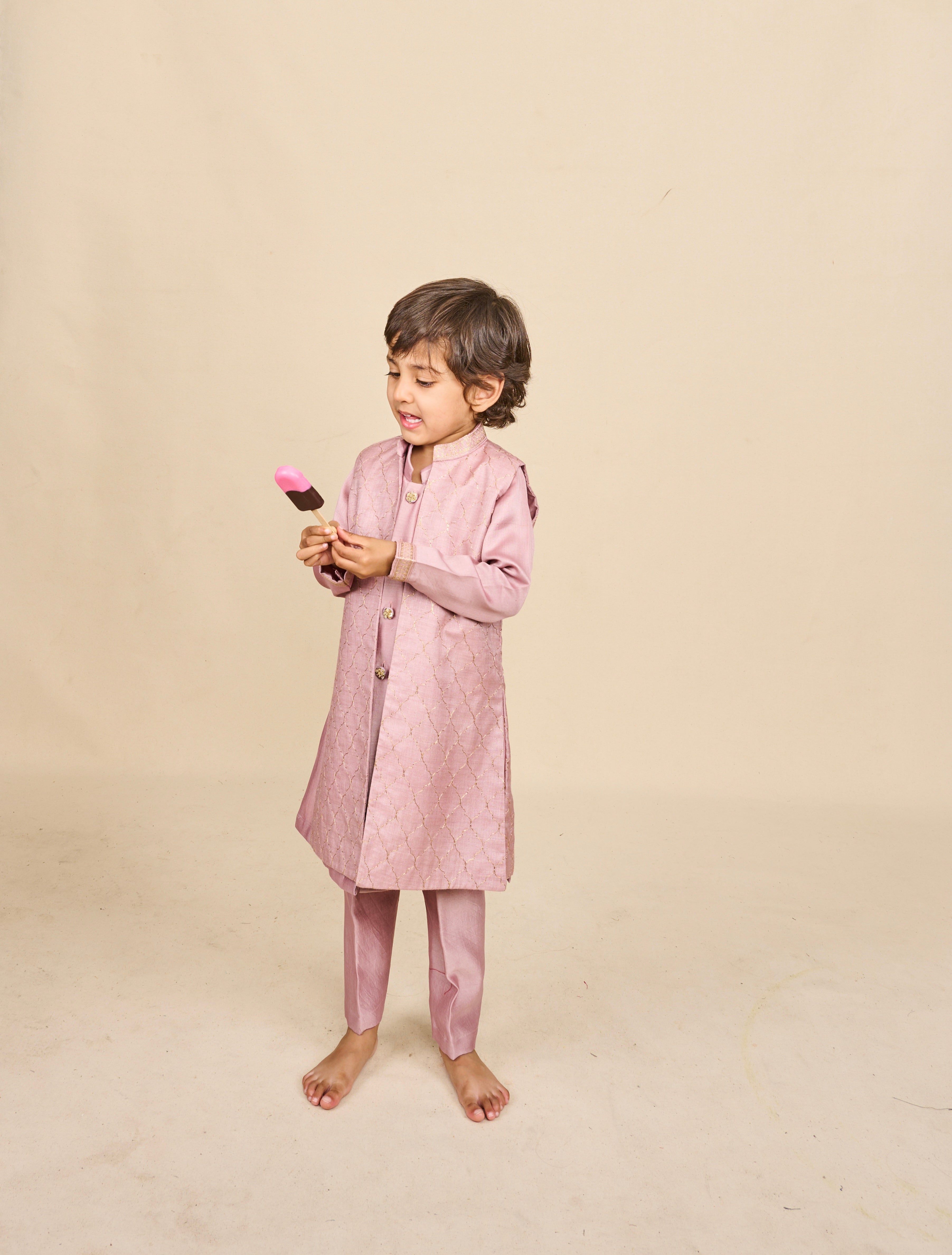 Mauve Tassar Long Jacket Set
