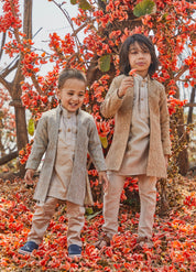 Beige Lakhnavi Open Achkan Set