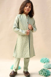 Glacial Green Tassar Long Jacket Set