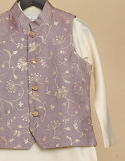 Iris Purple Zari Kurta Jacket Set