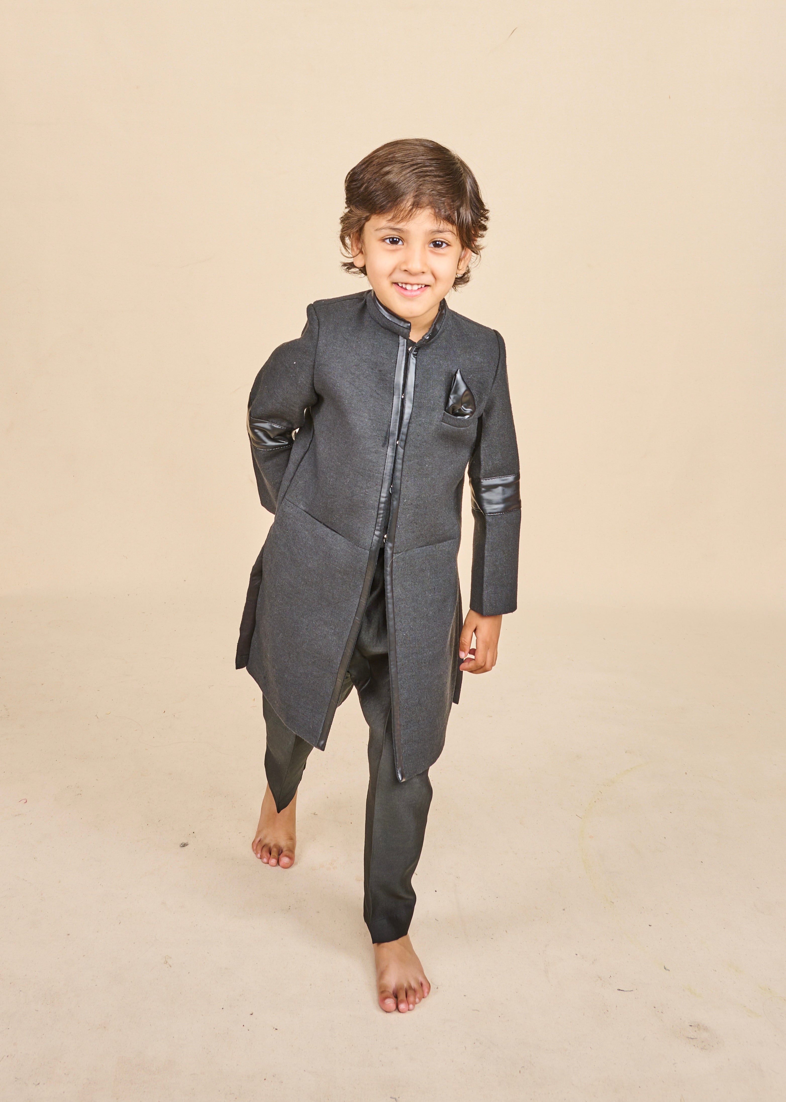 Charcoal Black Achkan Set