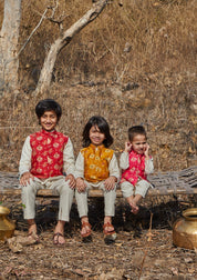 Mustard Patola Kurta Jacket Set