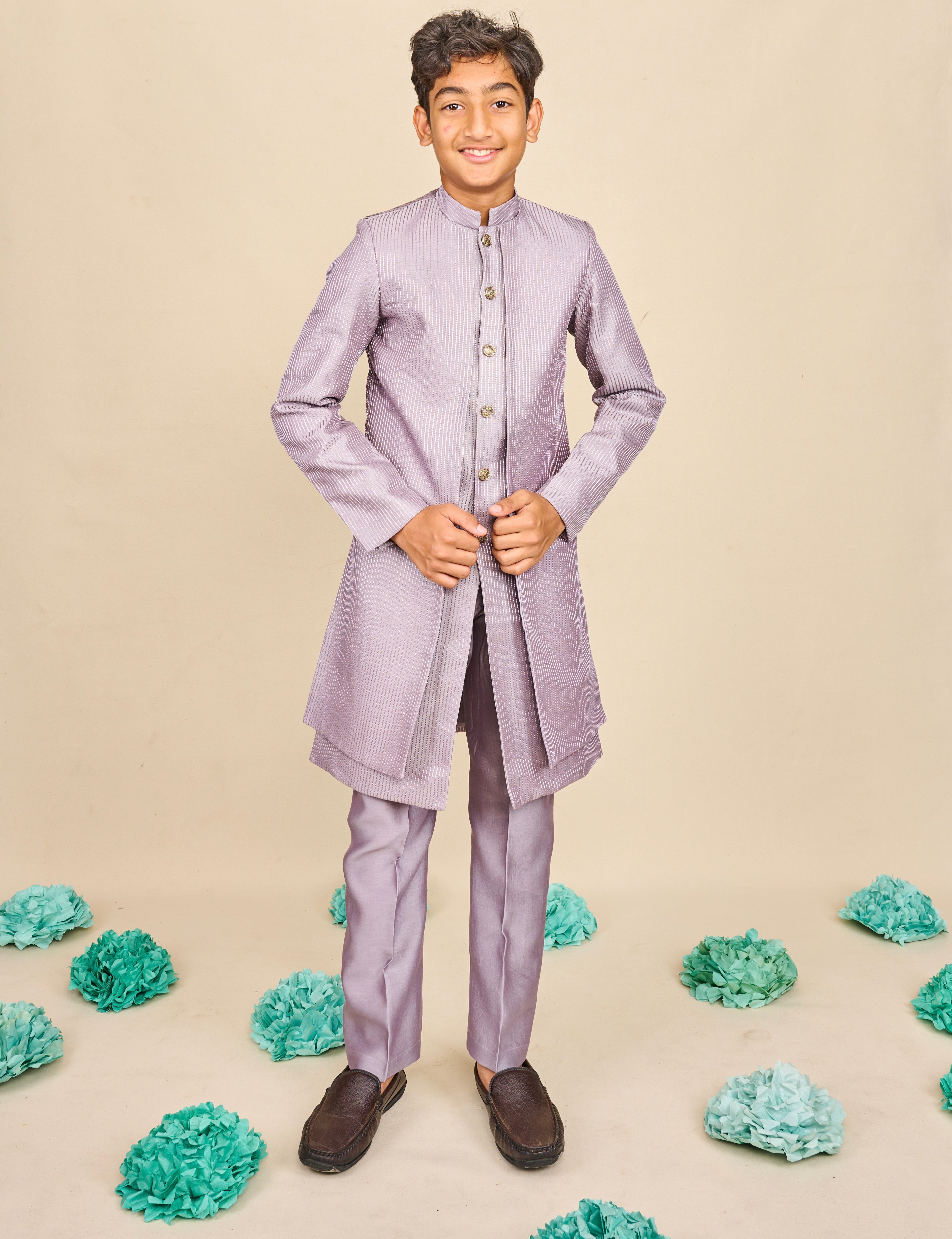Orchid Lavender Layered Achkan Set