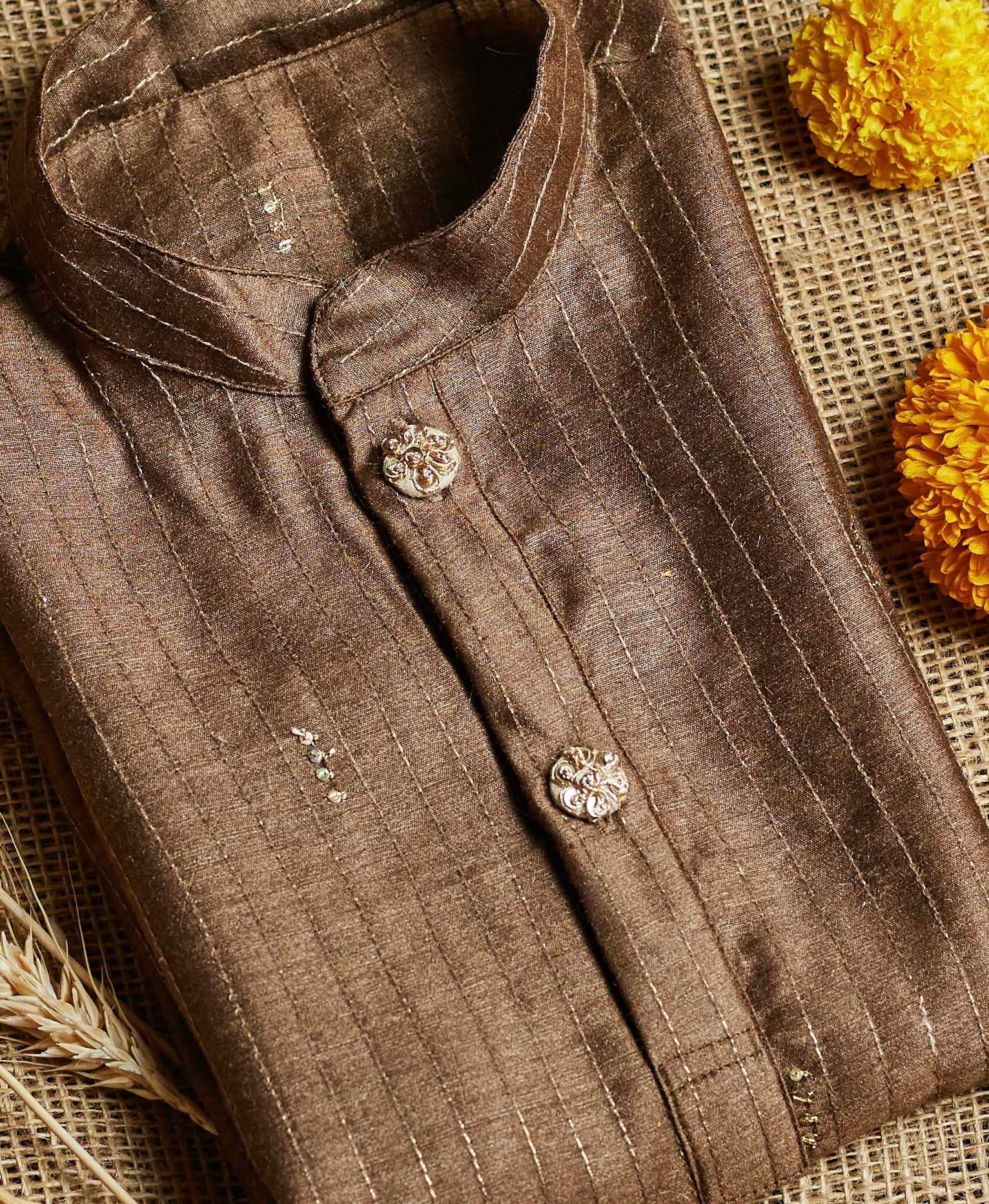 Brown Moonga Kurta Set