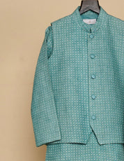 Carolina Blue Linen Kurta Jacket Set