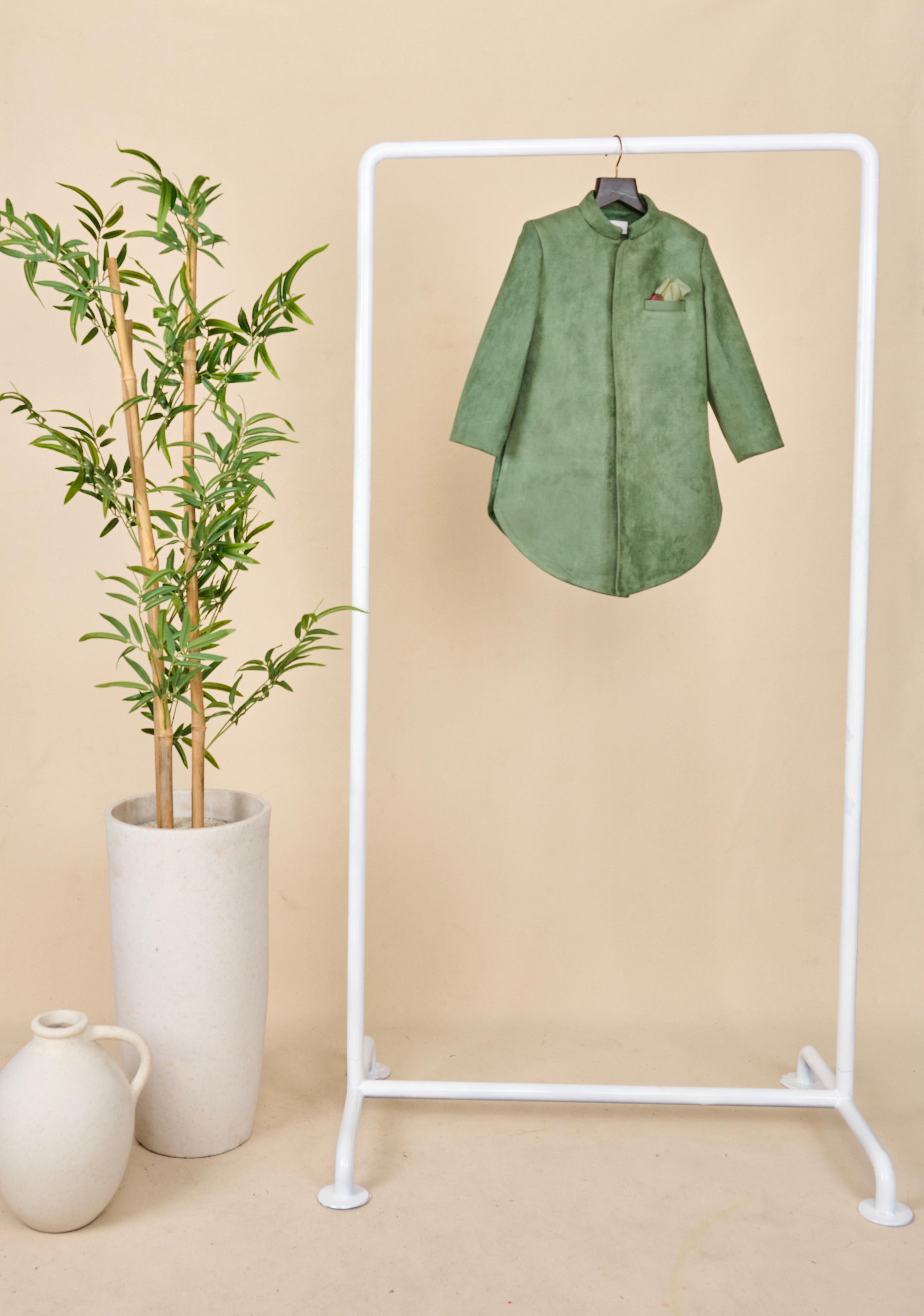 Forest Green Suede Achkan Set