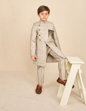 Cloudy Grey Layered Achkan Set