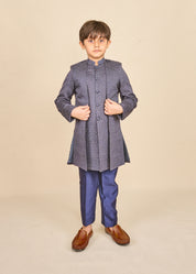 Navy Blue Layered Achkan Set