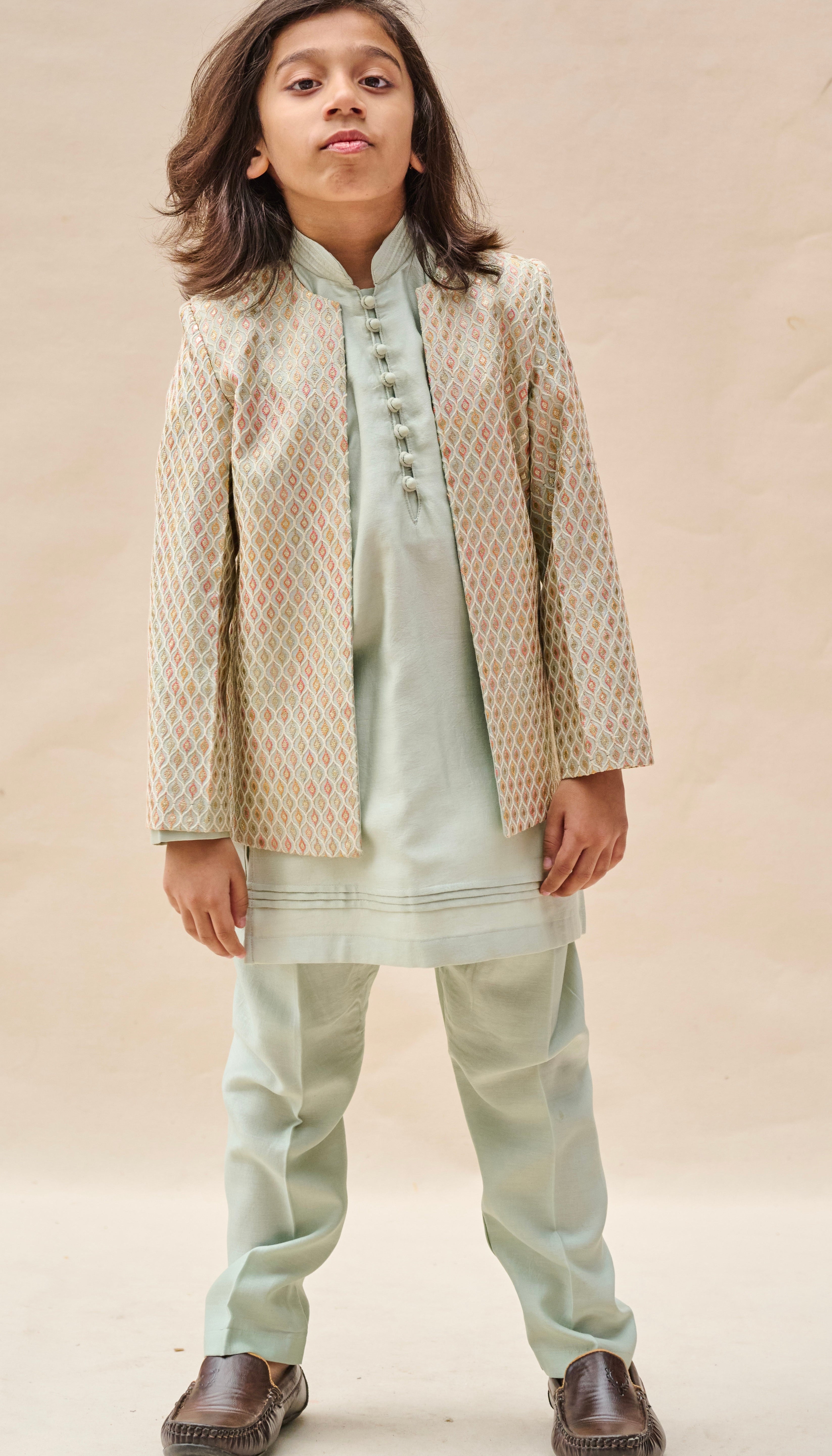 Tea Green Gota-Work Jodhpuri Set