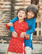 Red Bandhani Kurta Dhoti Set