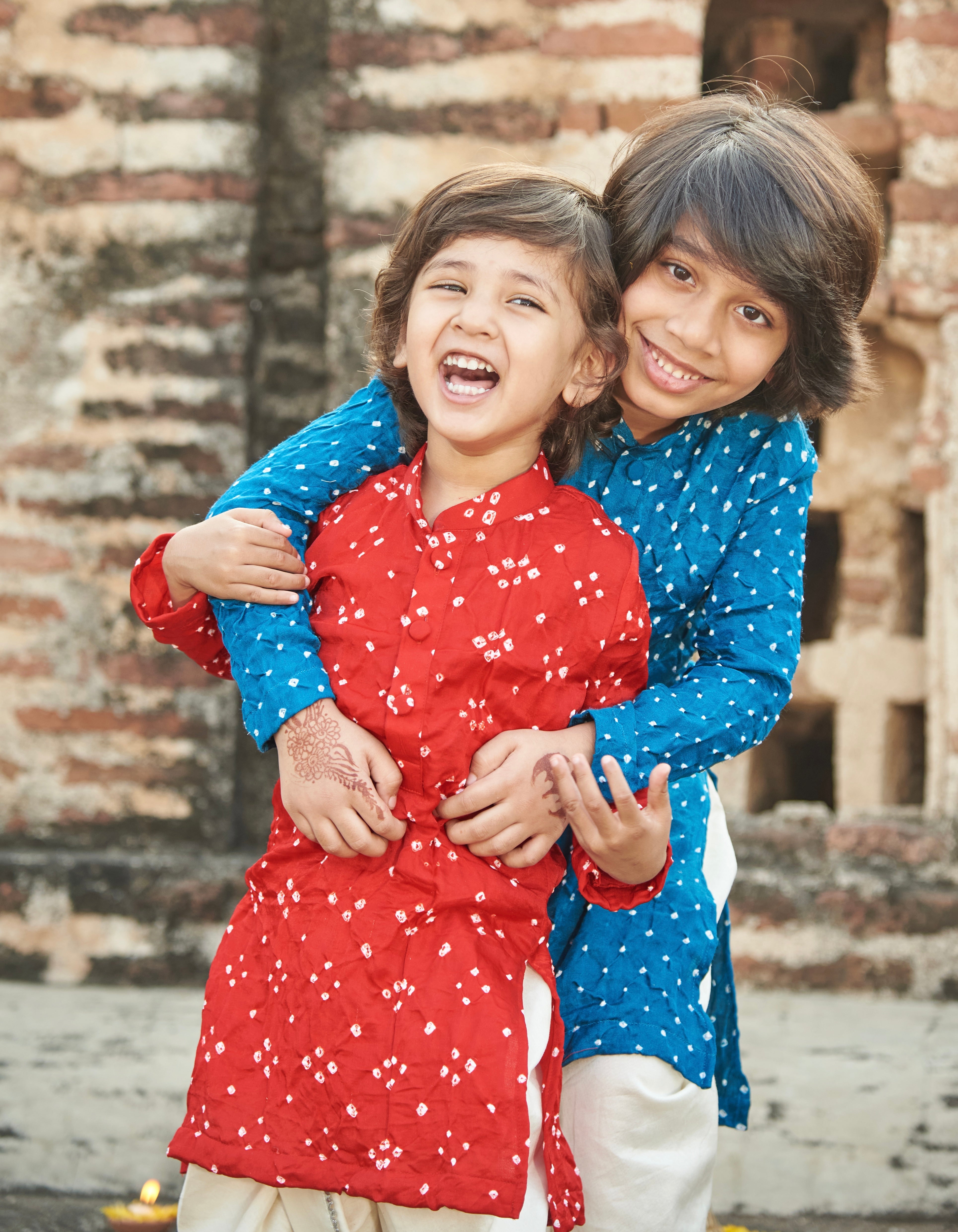 Red Bandhani Kurta Dhoti Set