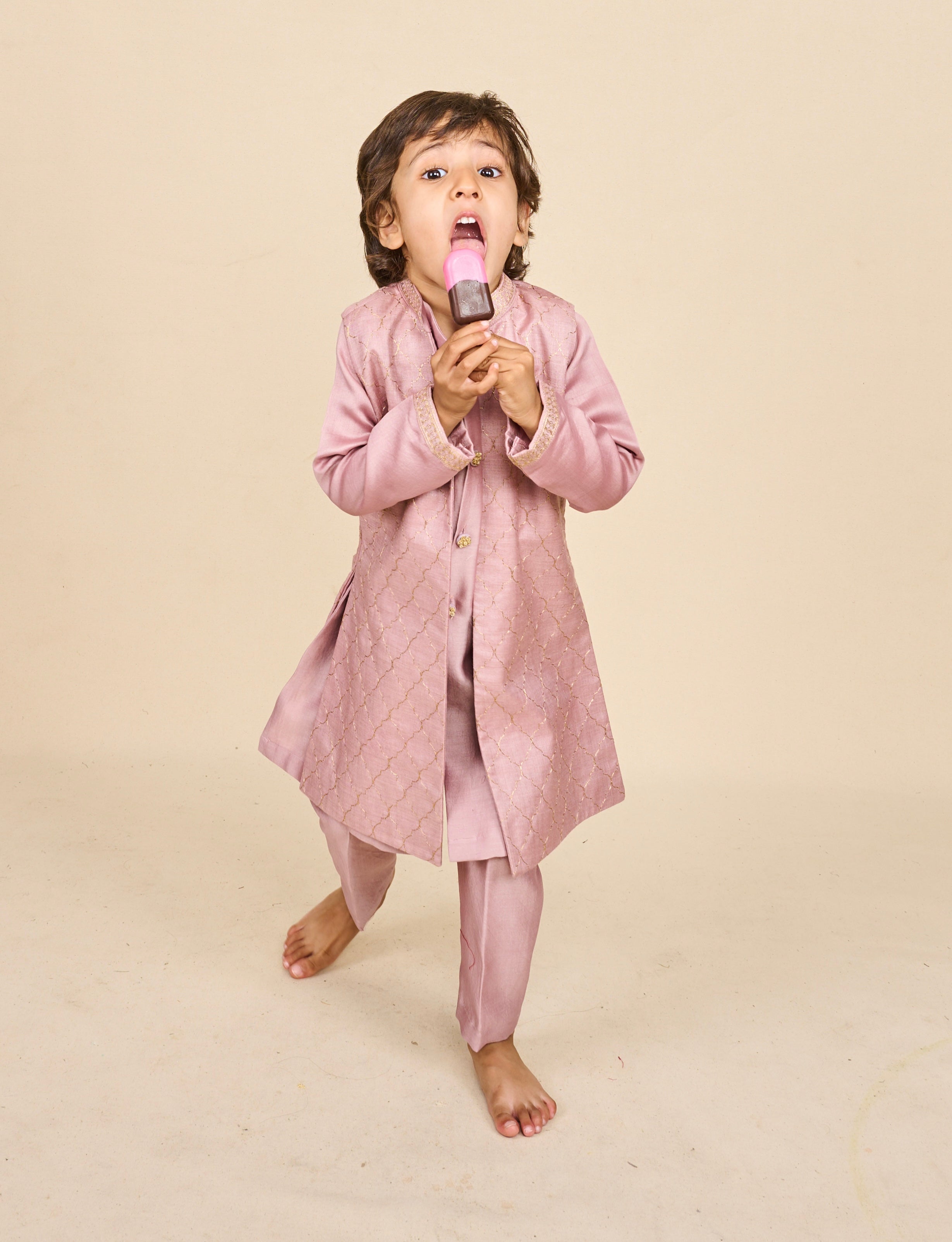 Mauve Tassar Long Jacket Set