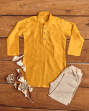 Yellow Chanderi Kurta Set