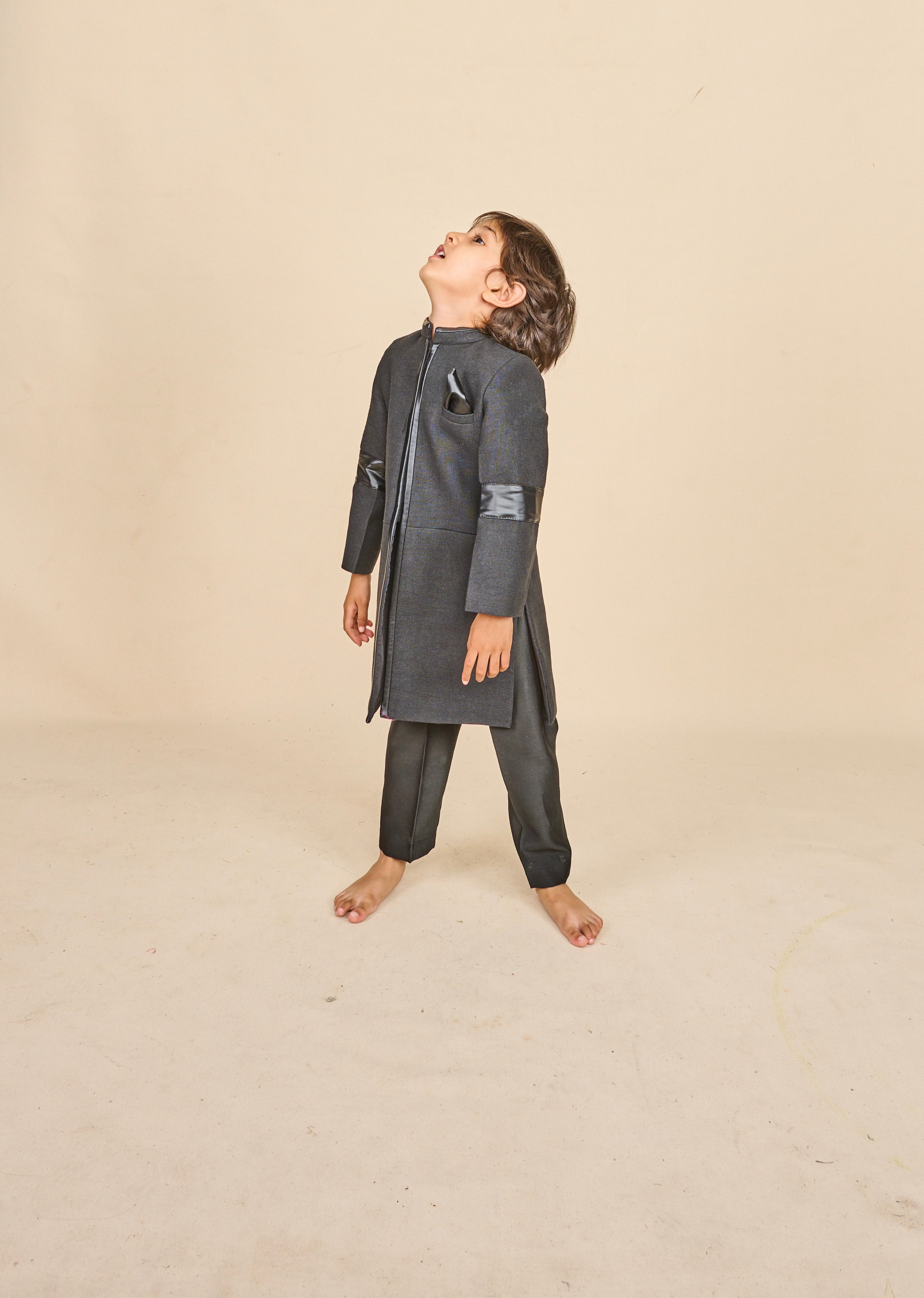 Charcoal Black Achkan Set
