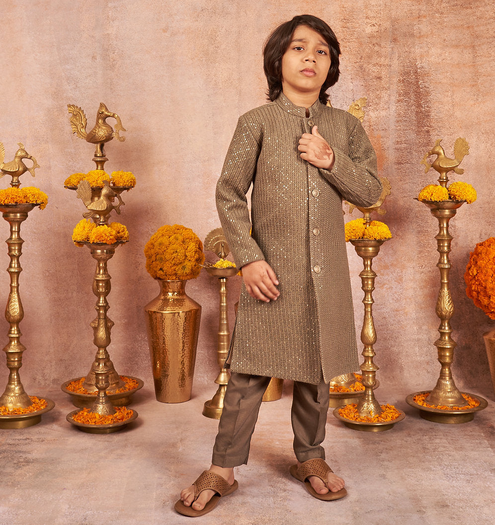 Greenish Grey Achkan Set