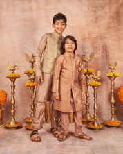 Dull Green Banarsi Silk Kurta Jacket Set