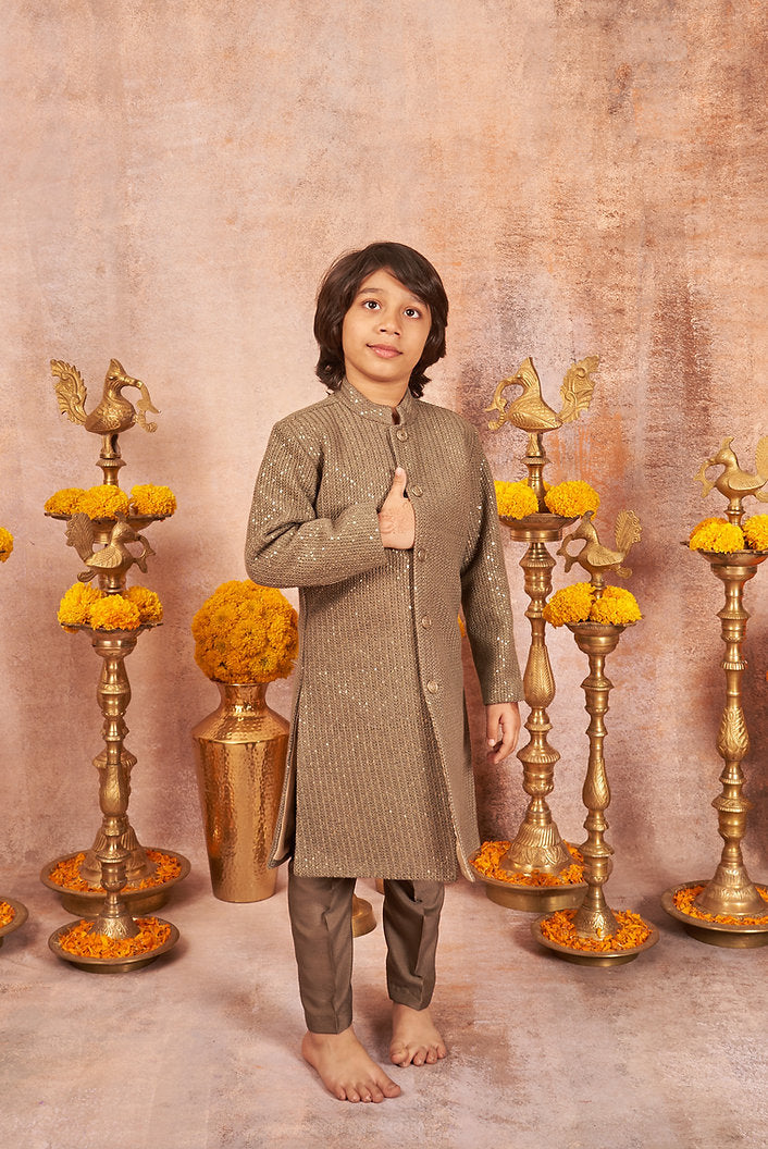 Greenish Grey Achkan Set