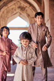 Embroidered Achkan With Kurta Pajama Set