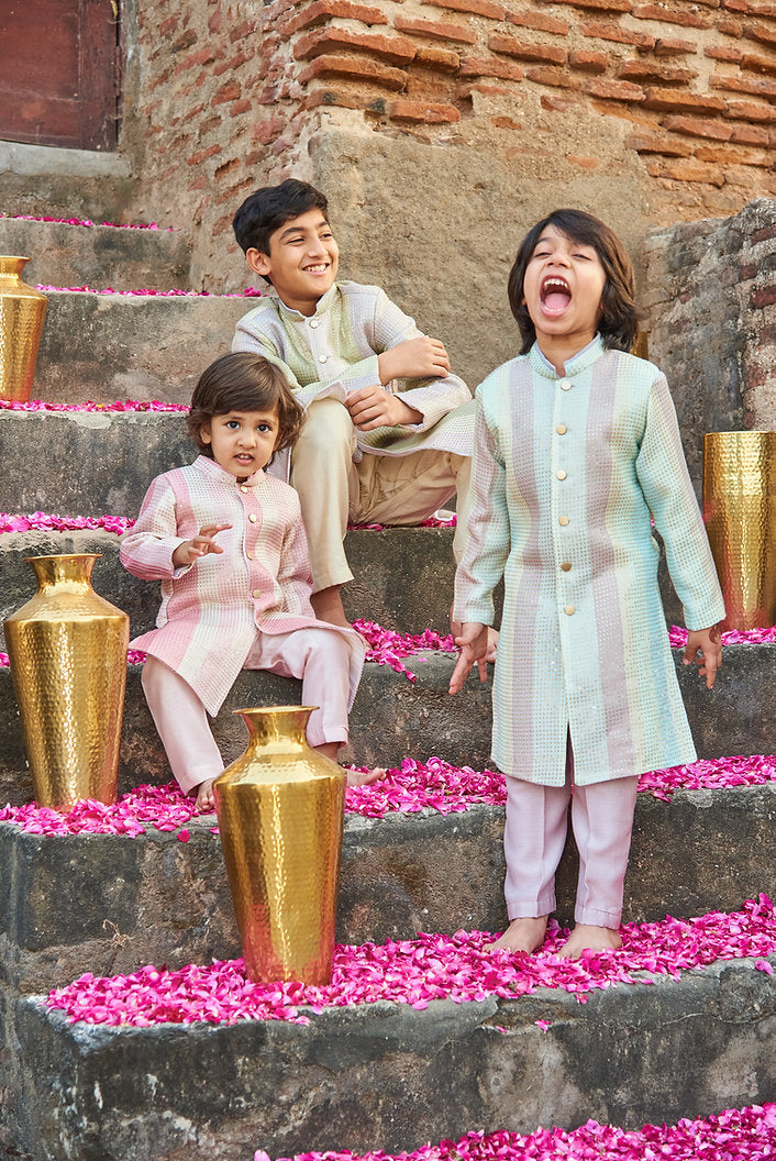 Green Sequins Embroidered Achkan Set