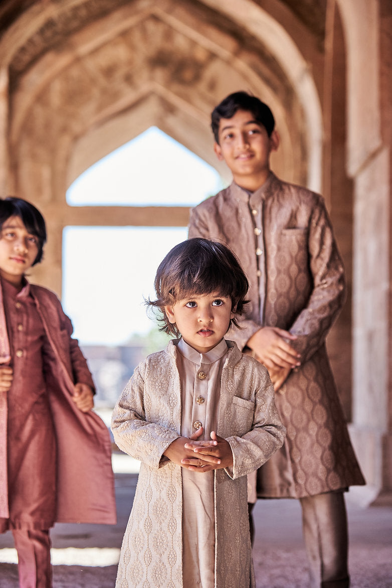 Embroidered Achkan With Kurta Pajama Set