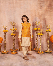 Mustard Zari Work Kurta Jacket Set