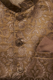 Dull Green Banarsi Silk Kurta Jacket Set