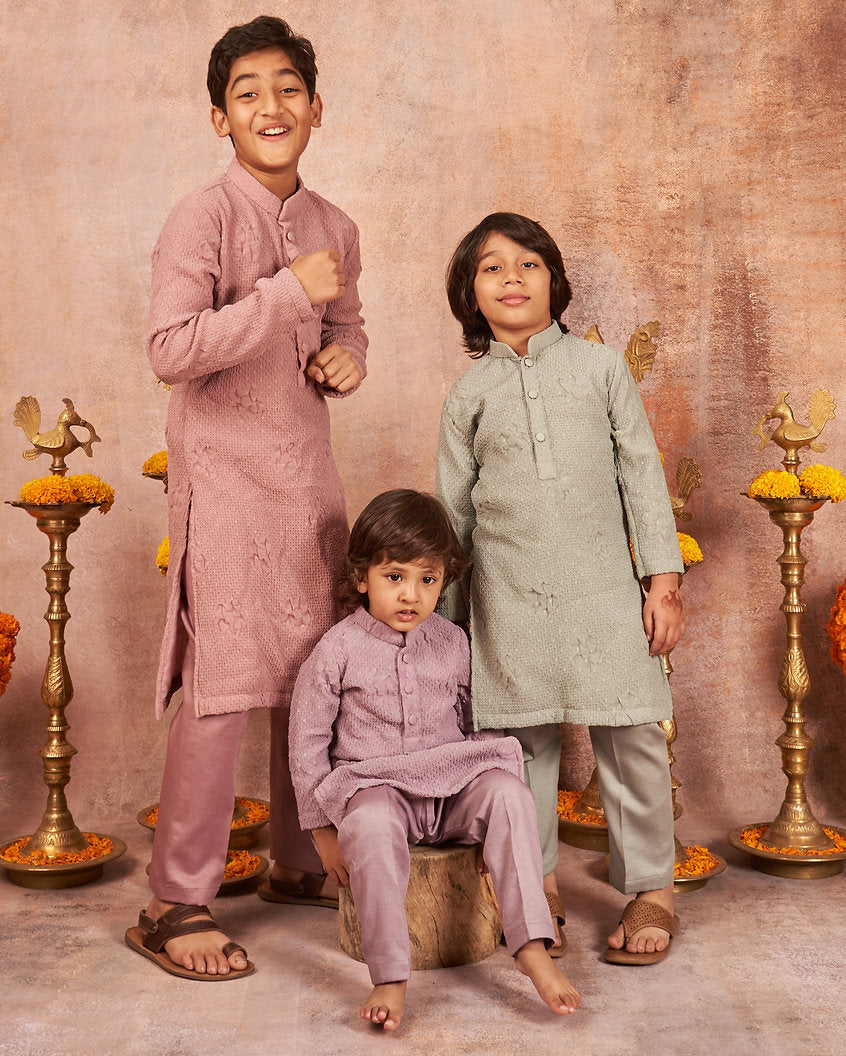 Onion Pink Crinkled Kurta Set