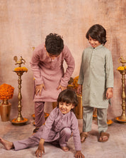 Onion Pink Crinkled Kurta Set