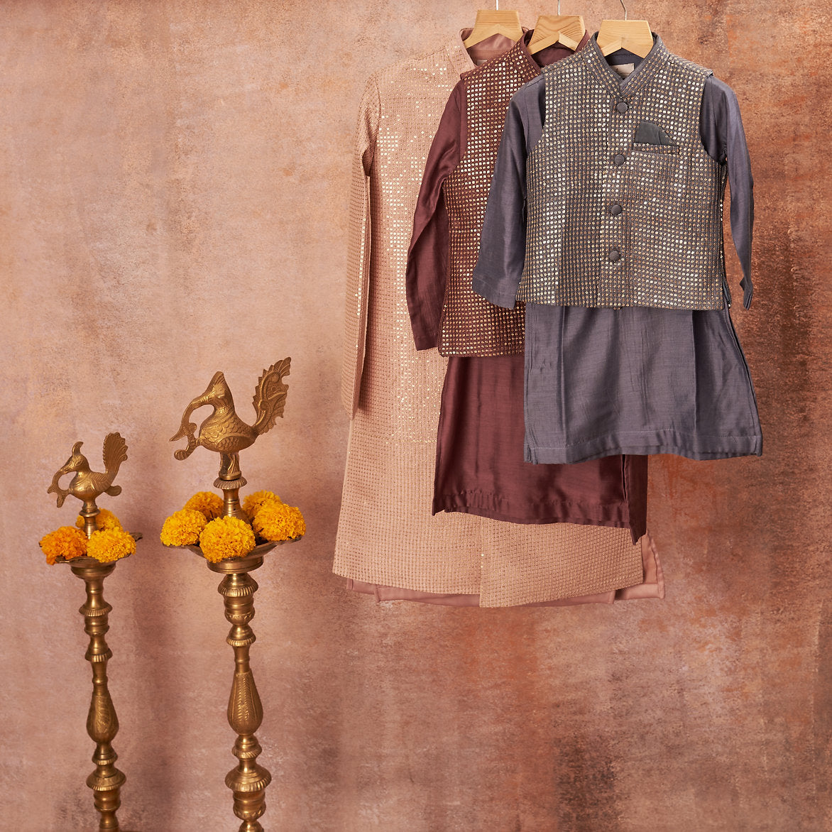 Thread And Sequins Jacket With Kurta Pajama Set
