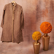 Embroidered Achkan With Kurta Pajama Set